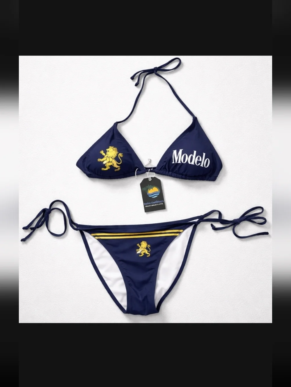ModelCo Navy & Gold Triangle Tie Bikini